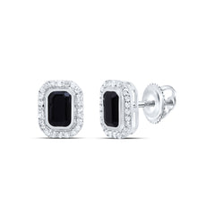 1/4CTW-DIA P1 6X4 MM EMERALD ONYX BLACK EARRING