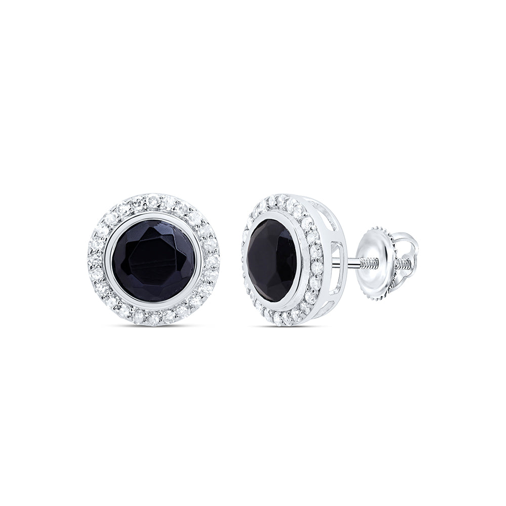 1/4CTW-DIA P1 6 MM ROUND ONYX BLACK EARRING