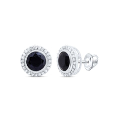 1/4CTW-DIA P1 6 MM ROUND ONYX BLACK EARRING