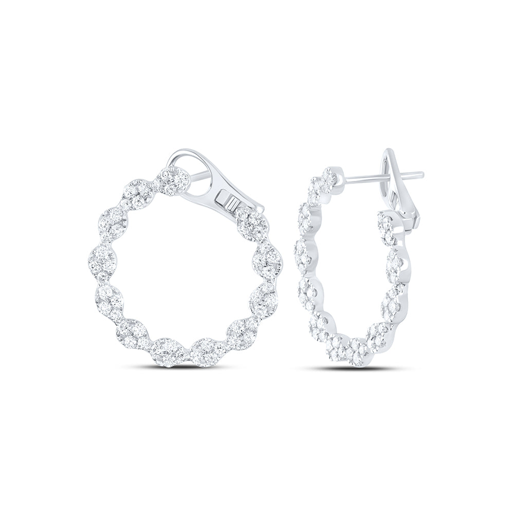 14K White Gold 1 5/8 CTW-Natural Diamond Fashion Earring 5.70 Gram