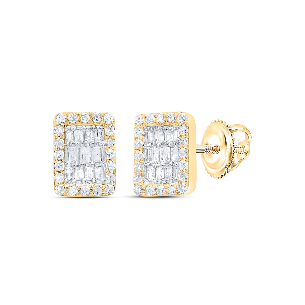 10K Yellow Gold 1/3 CTW-Natural Diamond Gift Emerald Baguette Earring 1.67 Gram