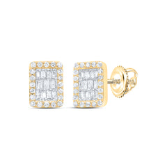 10K Yellow Gold 1/3 CTW-Natural Diamond Gift Emerald Baguette Earring 1.67 Gram