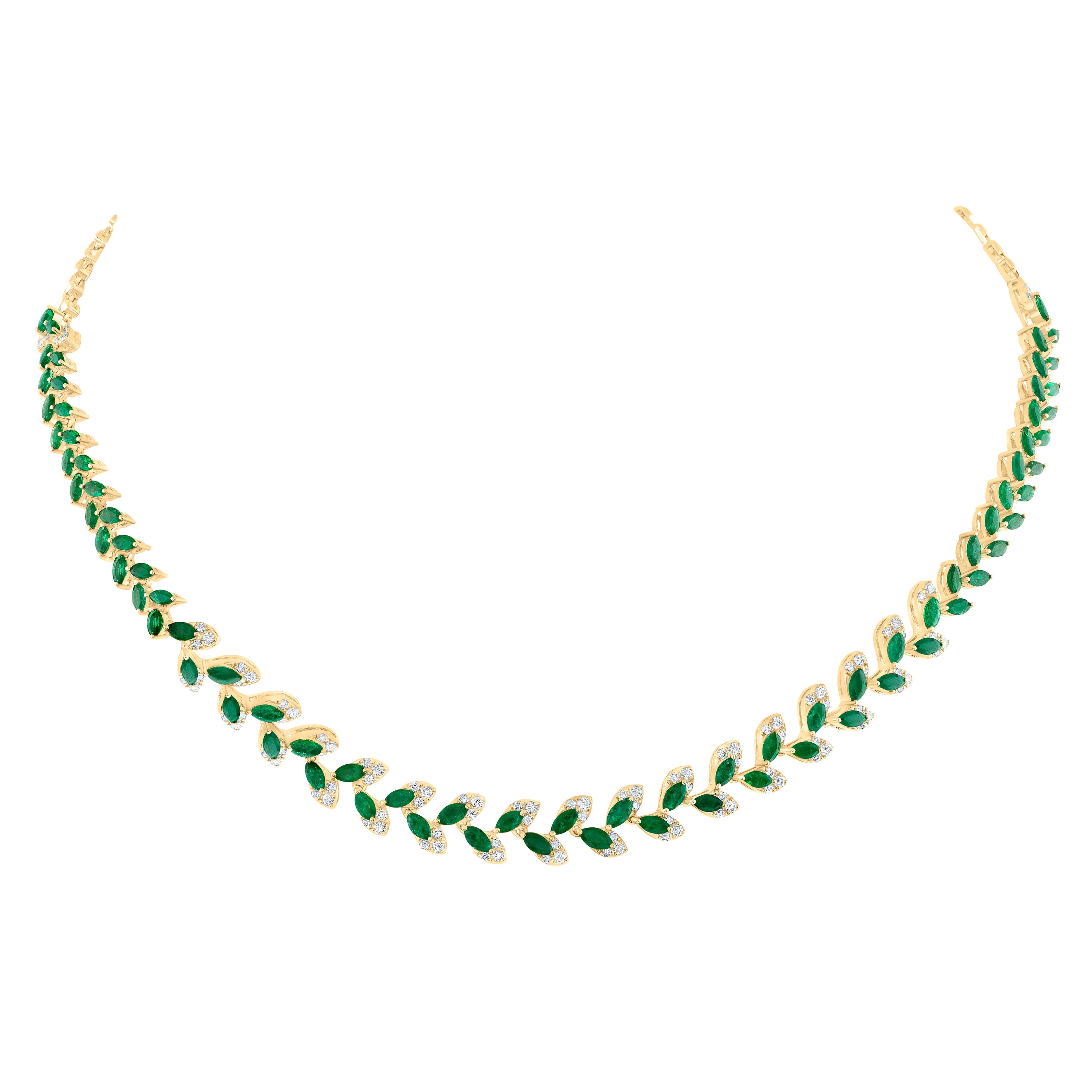 1 1/4CTW-DIA ANA M 6 CTW-MQ-EM NAT GEM FASHION NECKLACE(16 INCH)