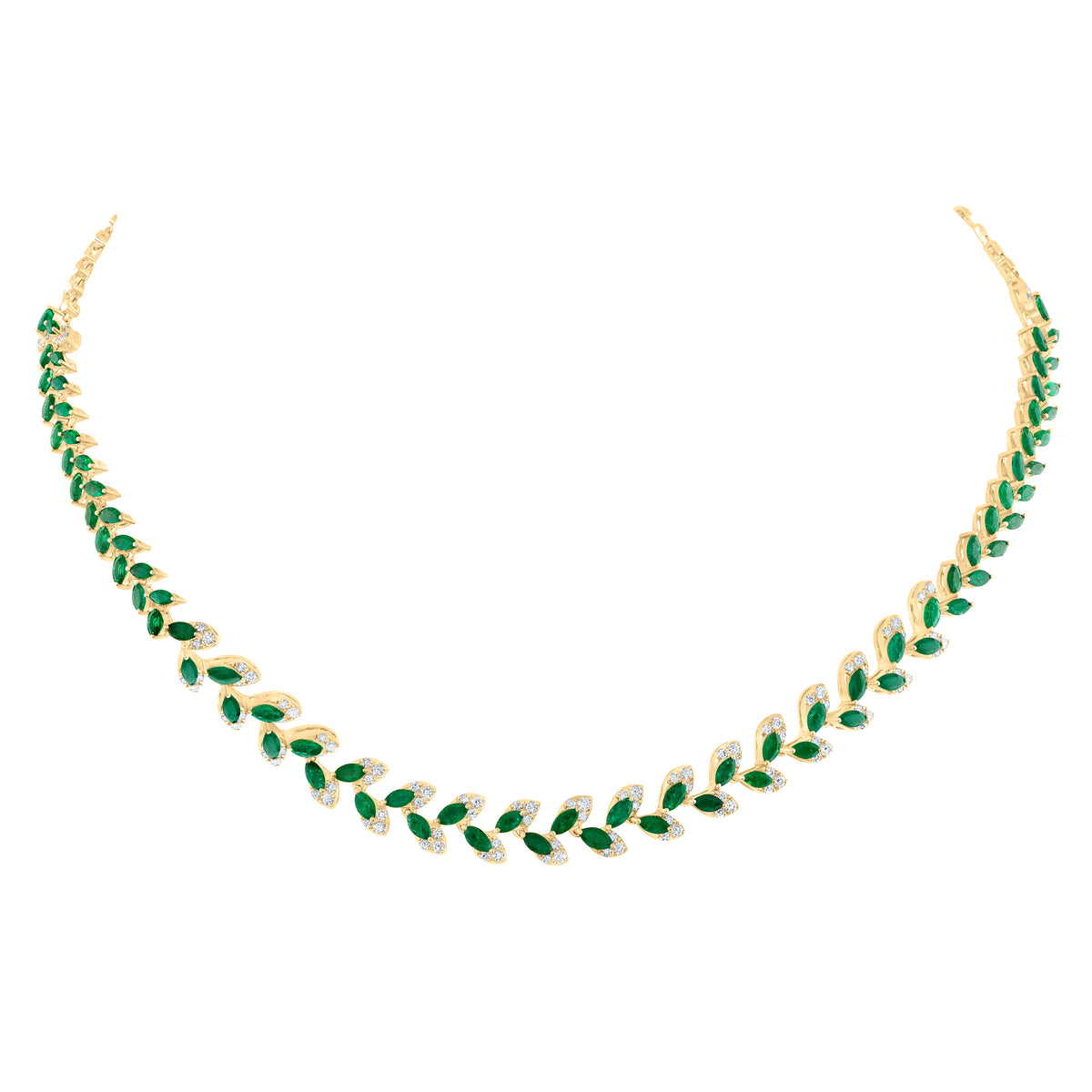 1 1/4CTW-DIA ANA M 6 CTW-MQ-EM NAT GEM FASHION NECKLACE(16 INCH)