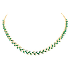 1 1/4CTW-DIA ANA M 6 CTW-MQ-EM NAT GEM FASHION NECKLACE(16 INCH)