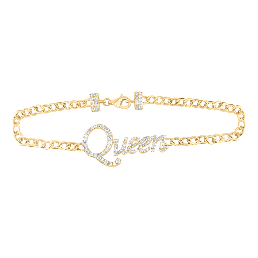 14k Gold 3/4 CTW-Natural Diamond "Queen" Fashion Bracelet (7 Inch ) Gram
