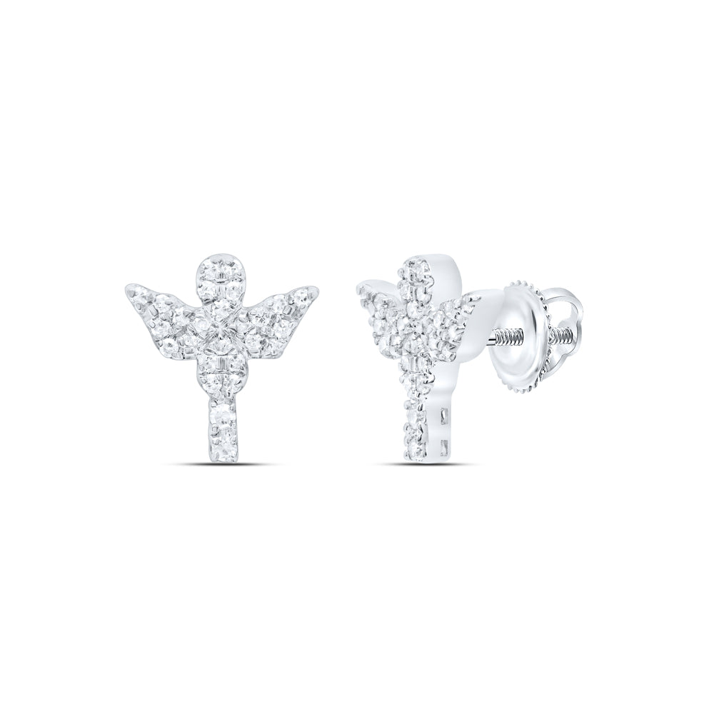 10K White Gold 1/5 CTW-Natural Diamond Gift Earring 1.42 Gram