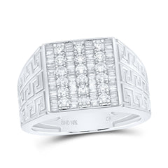 10K White Gold 1 CTW-Natural Diamondbaguette Mens Ring 8.77 Gram