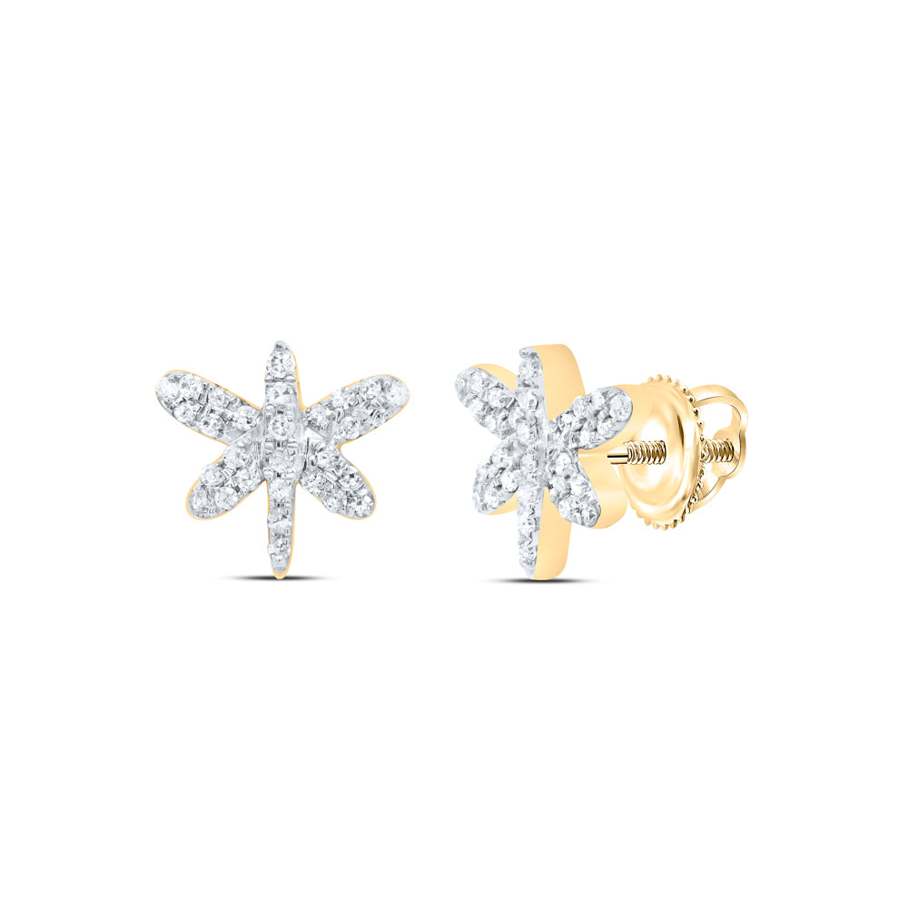 10K Yellow Gold 1/6 CTW-Natural Diamond Gift Earring 1.52 Gram