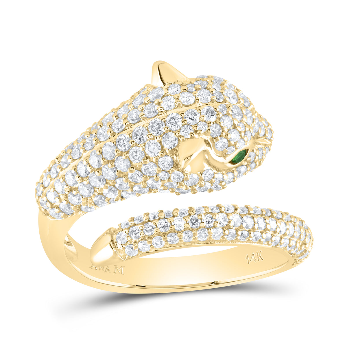 1 1/3CTW-DIA ANA M 0.04CTW EM-RD NAT GEM LADIES LEOPARD RING
