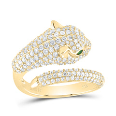 1 1/3CTW-DIA ANA M 0.04CTW EM-RD NAT GEM LADIES LEOPARD RING