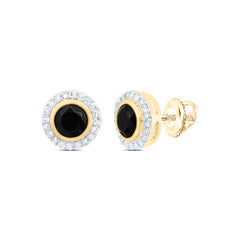 1/6CTW-DIA NK 4.20 MM ROUND ONYX BLACK EARRING