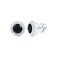 1/3CTW-DIA NK 7.5 MM ROUND ONYX BLACK EARRING