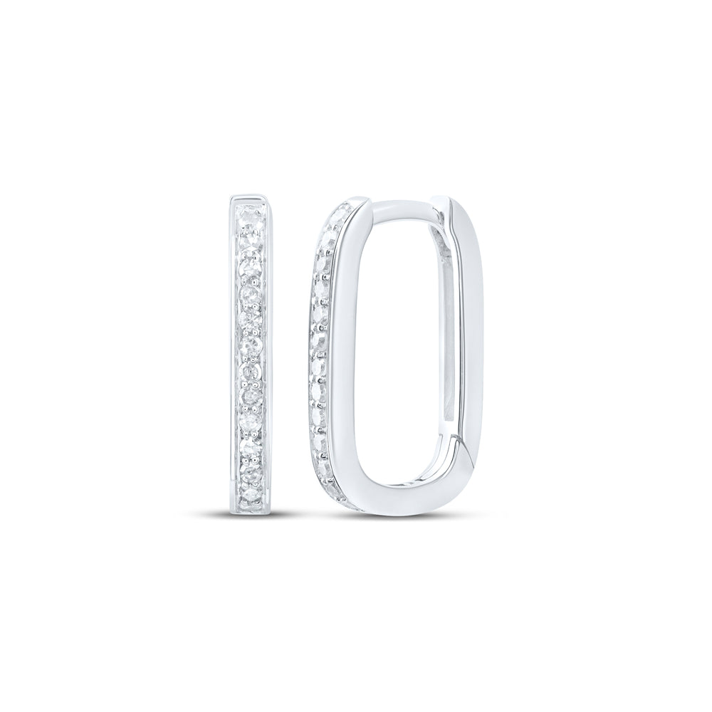 10K White Gold 1/3 CTW-Natural Diamond Gift Hoops Huggies Earring 2.27 Gram