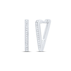10K White Gold 1/6 CTW-Natural Diamond Gift Hoops Huggies Earring 2.6 Gram