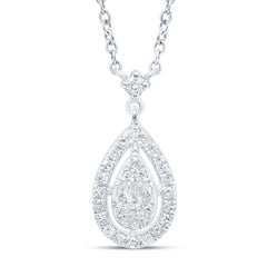 10K White Gold 1/6 CTW-Natural Diamond Gift Pear Necklace (18 Inch ) 2.09 Gram