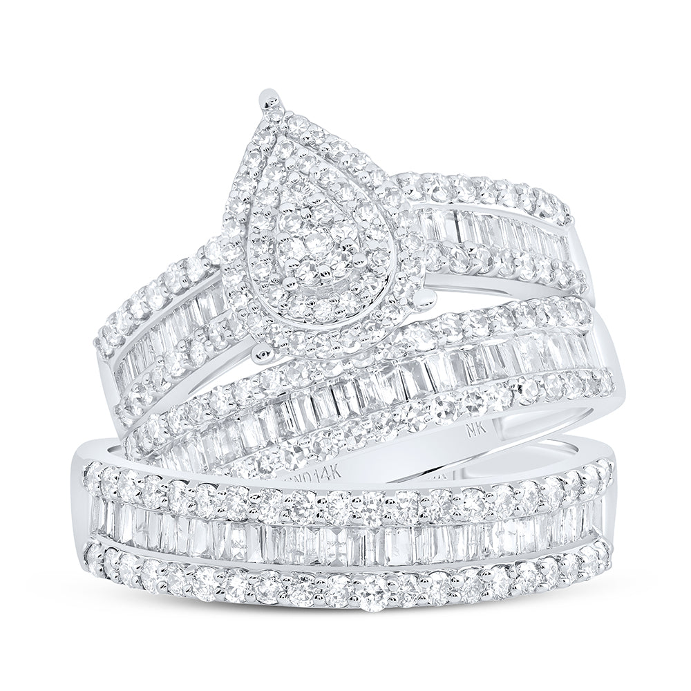 1 3/4CTW-DIA NK PEAR TRIO SET