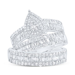 1 3/4CTW-DIA NK PEAR TRIO SET
