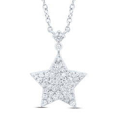 10K White Gold 1/4 CTW-Natural Diamond Gift Star Necklace (18 Inch ) 2.23 Gram