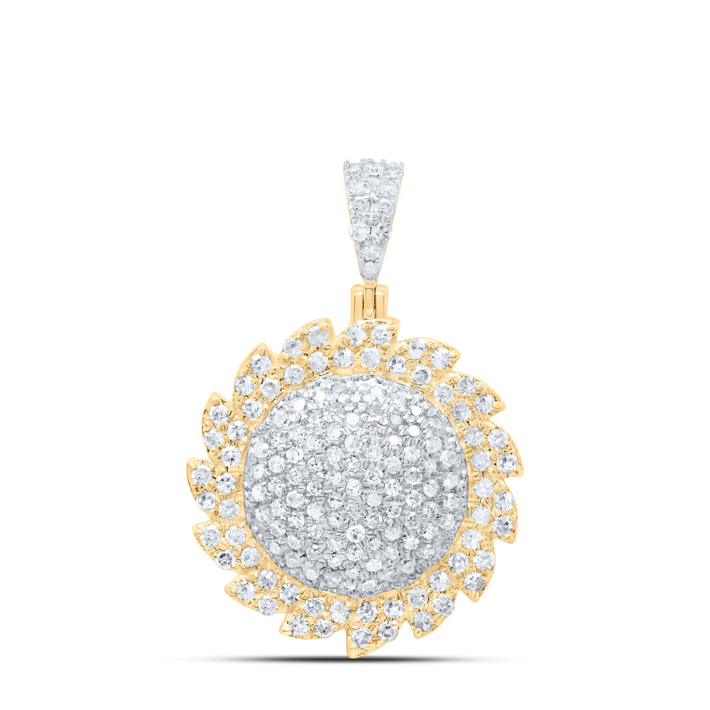 10K Yellow Gold 5/8 CTW-Natural Diamond Gift Flower Pendant 2.13 Gram