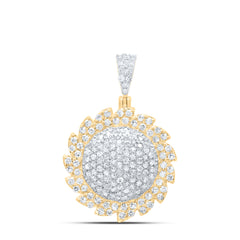 10K Yellow Gold 5/8 CTW-Natural Diamond Gift Flower Pendant 2.13 Gram