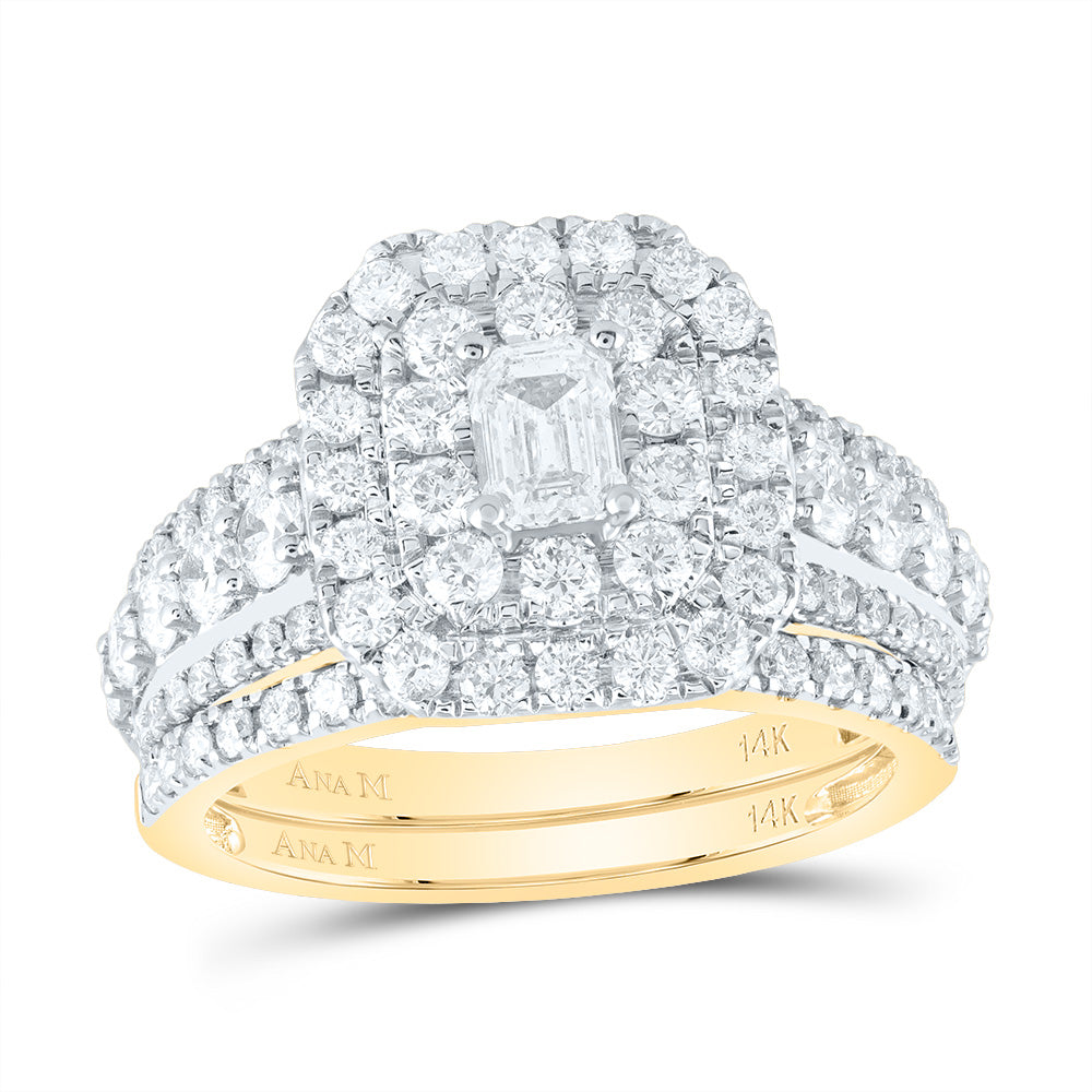 2 CTW-DIA ANA M 3/8CT-CEM DOUBLE HALO BRIDAL SET