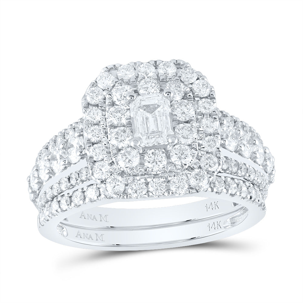 2 CTW-DIA ANA M 3/8CT-CEM DOUBLE HALO BRIDAL SET