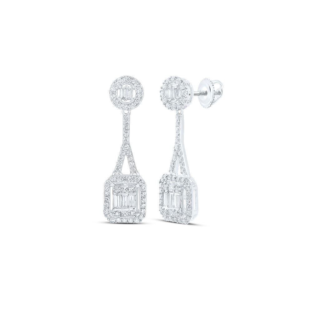 7/8CTW-DIA CN FASHION OCTAGON BAGUETTE DANGLING EARRING