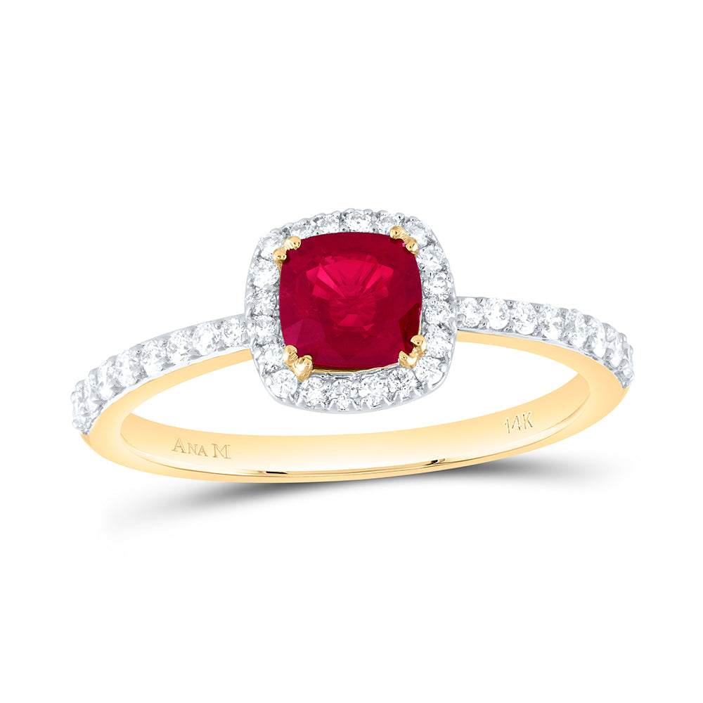 1/4CTW-DIA ANA M 5MM CU-RU NAT GEM CUSHION RING