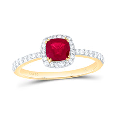 1/4CTW-DIA ANA M 5MM CU-RU NAT GEM CUSHION RING