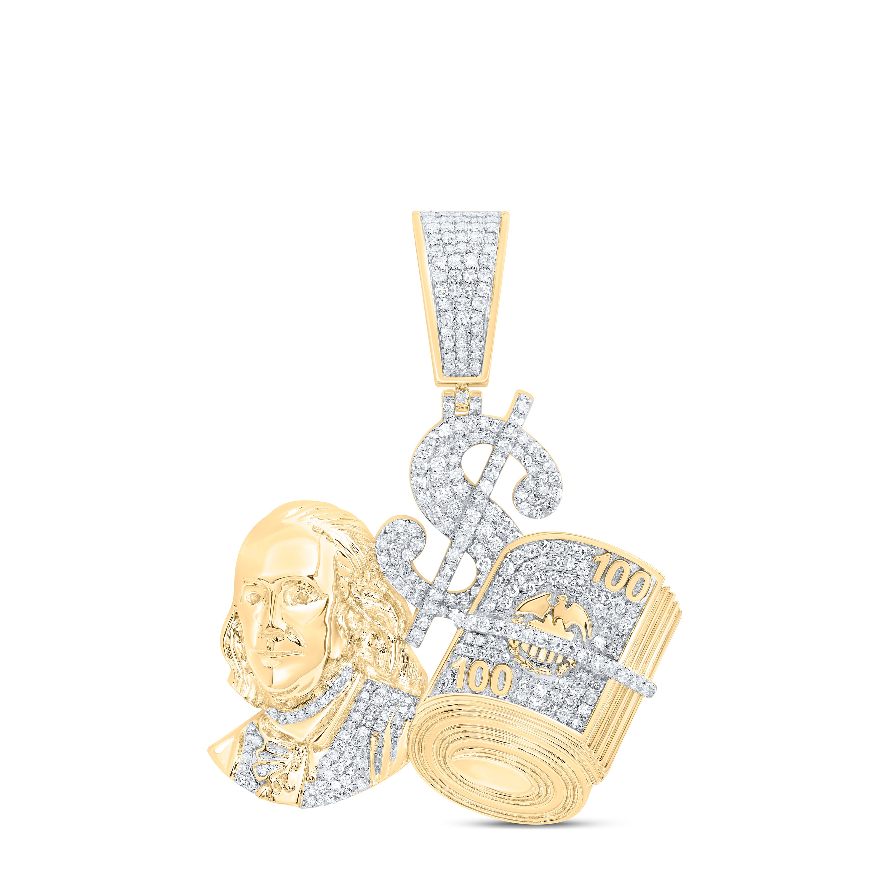 1 1/3CTW-DIA NK BENJAMIN DOLLAR MENS CHARM