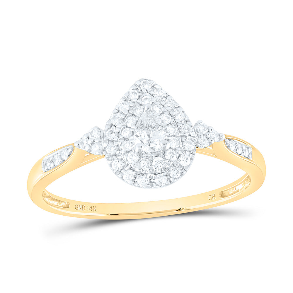14k Gold 1/4 CTW-Natural Diamond Pear Double Halo Engagement Ring Gram