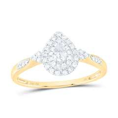 14k Gold 1/4 CTW-Natural Diamond Pear Double Halo Engagement Ring Gram