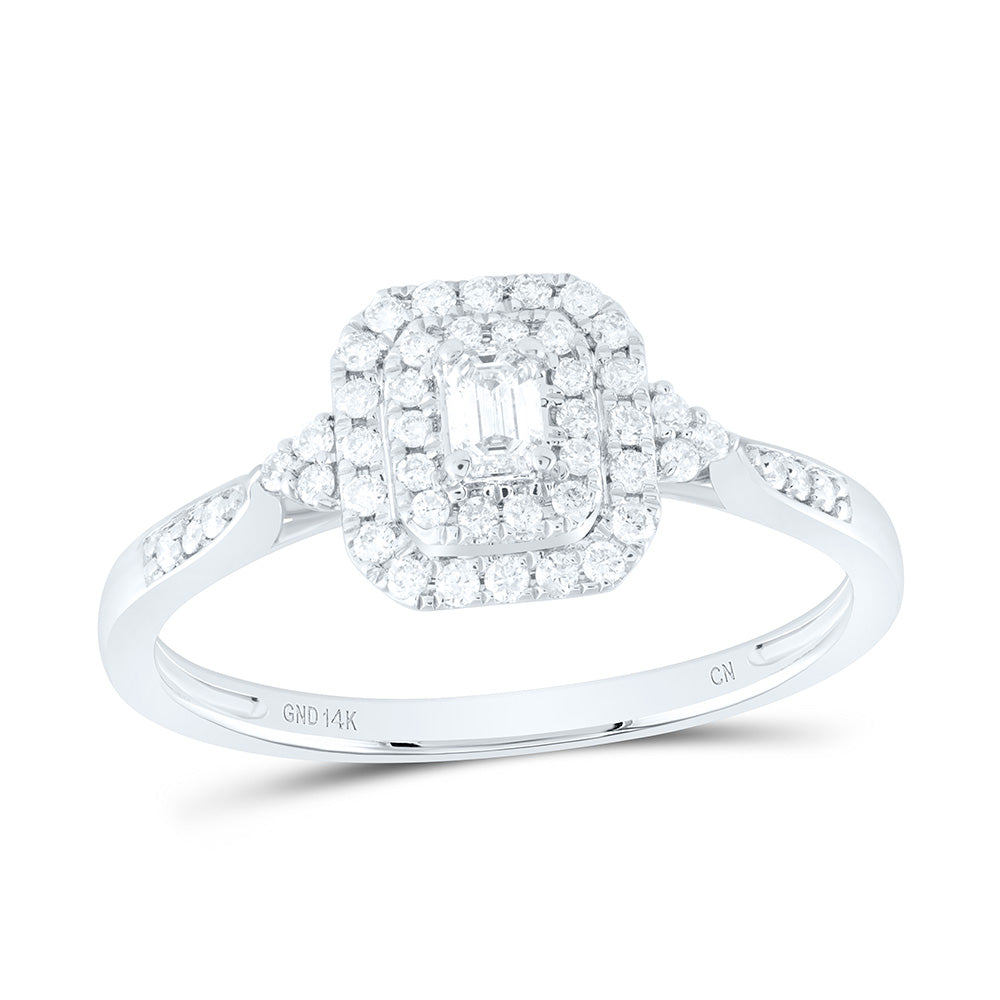 14k Gold 1/3 CTW-Natural Diamond Emerald Double Halo Engagement Ring Gram