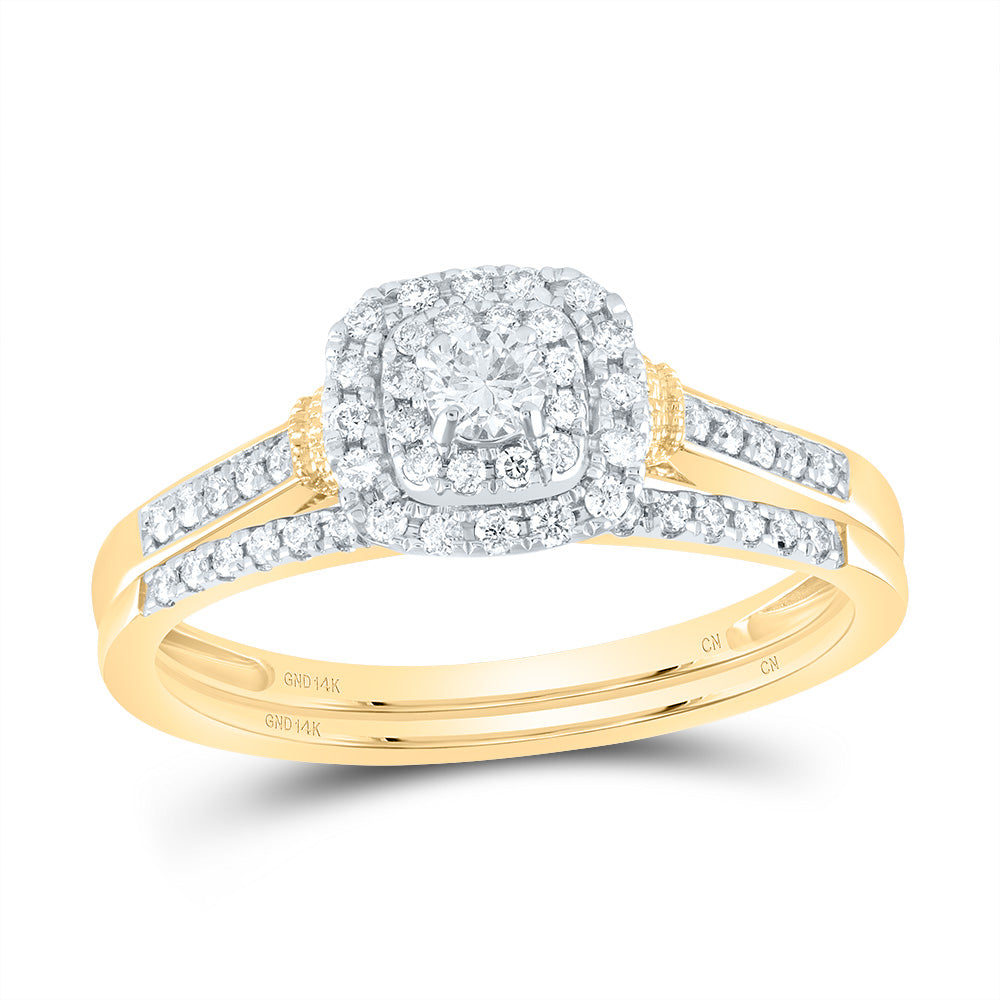 14k Gold 1/3 CTW-Natural Diamond Cushion Double Halo Bridal Set Gram