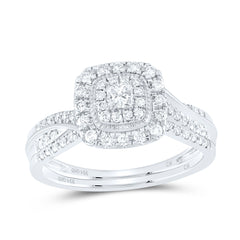 14k Gold 1/2 CTW-Natural Diamond Cushion Double Halo Bridal Set Gram