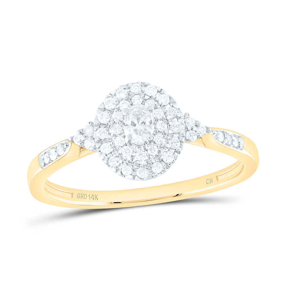 14k Gold 1/4 CTW-Natural Diamond Oval Double Halo Engagement Ring Gram