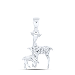 Sterling Silver 1/20 CTW-Natural Diamond Gift Dear Pendant Gram