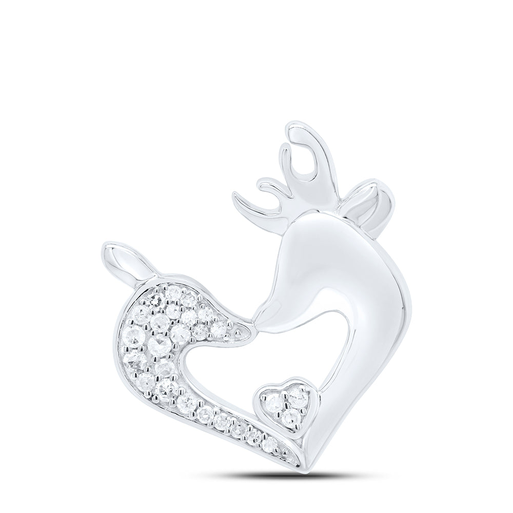 Sterling Silver 1/10 CTW-Natural Diamond Gift Dear Heart Pendant Gram