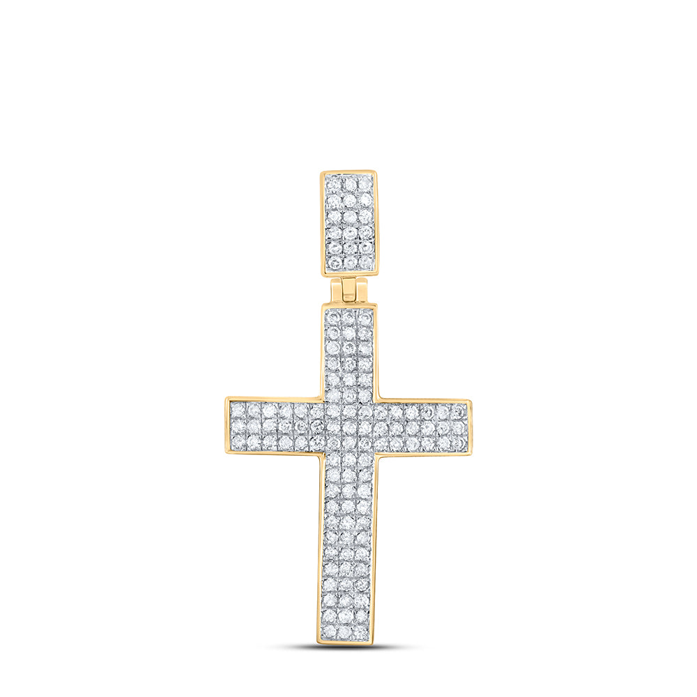 10k Gold 1/2 CTW-Natural Diamond Cross Mens Charm Gram