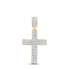 10k Gold 1/2 CTW-Natural Diamond Cross Mens Charm Gram
