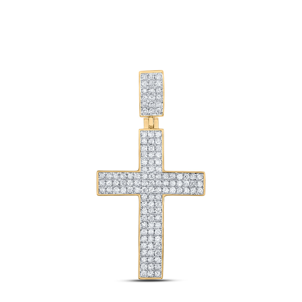 10k Gold 1 CTW-Natural Diamond Cross Mens Charm Gram