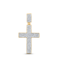 10k Gold 1 CTW-Natural Diamond Cross Mens Charm Gram