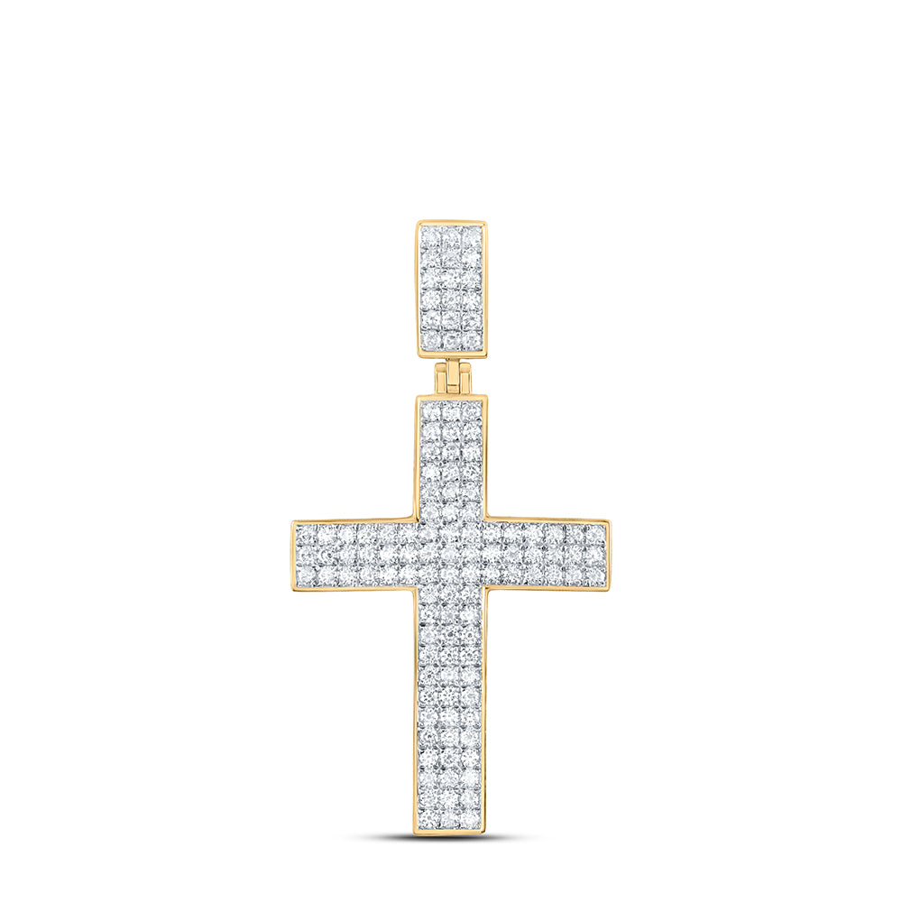 10k Gold 3 CTW-Natural Diamond Cross Mens Charm Gram