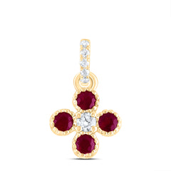 1/20CTW-DIA ANA M 1/6CTW RD-RU NAT GEM CLOVER PENDANT