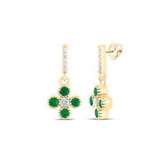 1/8CTW-DIA ANA M 3/8CTW RD-EM NAT GEM CLOVER DANGLING EARRING