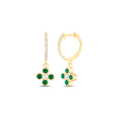1/5CTW-DIA ANA M 3/8CTW RD-EM NAT GEM CLOVER DANGLING EARRING
