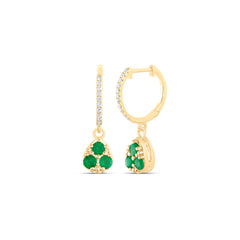 1/10CTW-DIA ANA M 1/2CTW RD-EM NAT GEM PEAR DANGLING EARRING