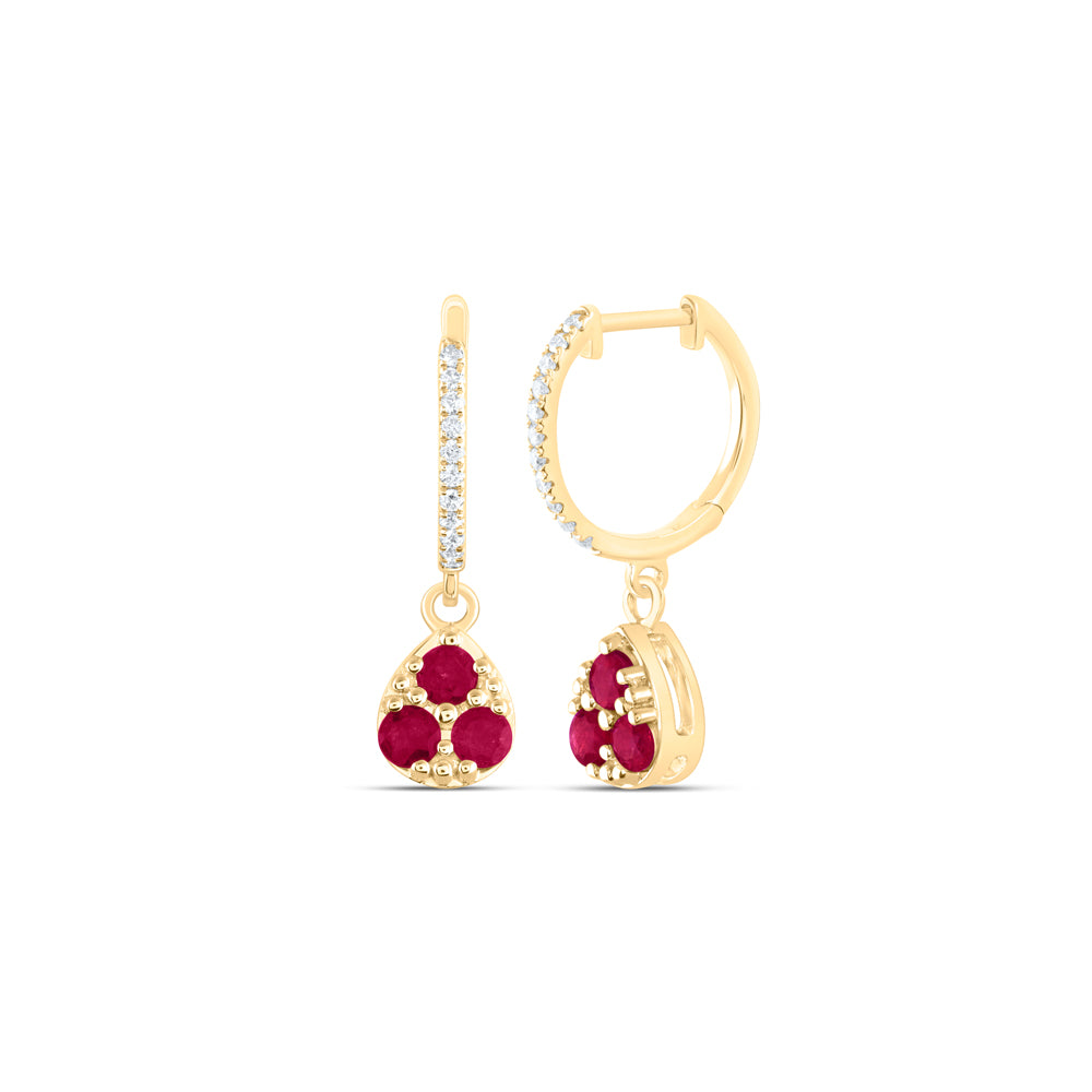 1/10CTW-DIA ANA M 5/8CTW RD-RU NAT GEM PEAR DANGLING EARRING