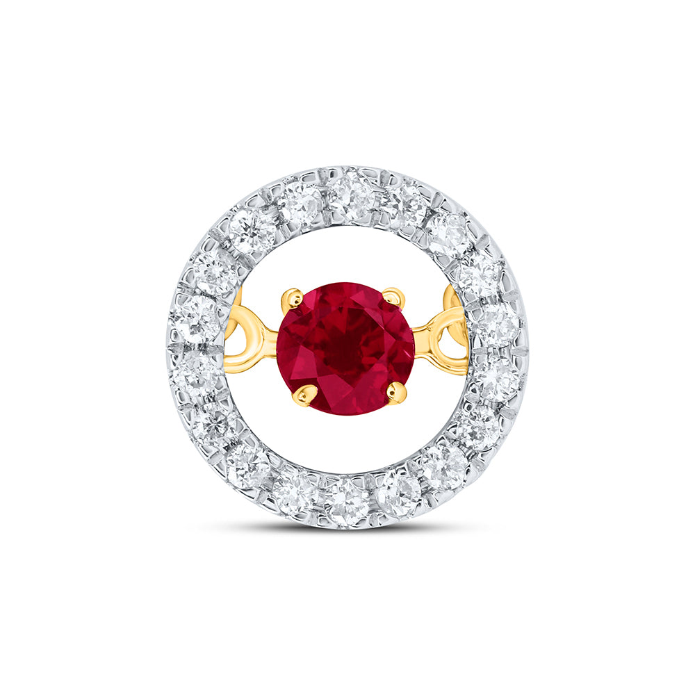 1/10CTW-DIA CN 3MM RD-RU NAT GEM DANCING PENDANT